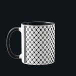 Keffiyeh Mug<br><div class="desc">Keffiyeh Motif Coffee Cup 100% des bénéfices vont à des gens sur le terrain en Palestine pour de la nourriture,  de l'eau,  un abri et d'autres nécessités de base.</div>