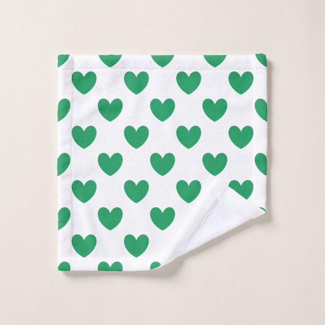 Kelly Coeurs polka vert sur blanc (Gant de toilette)