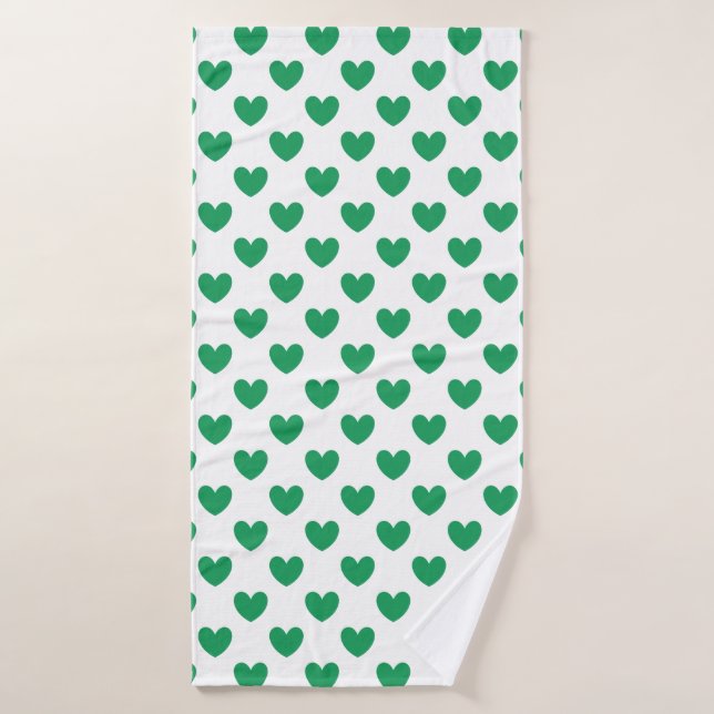 Kelly Coeurs polka vert sur blanc (Serviette de bain)