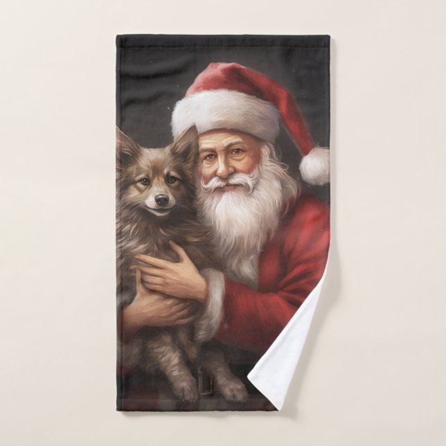 Kelpie australienne avec Noël au Père Noël (Serviette à main)