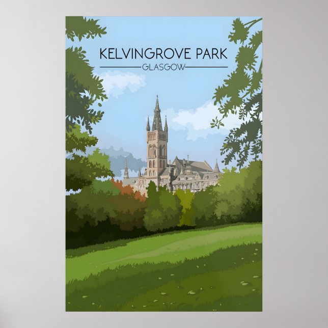Kelvingrove Park Glasgow Travel Poster (Devant)