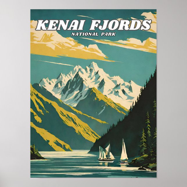Kenai Fjords National Park illustration retro Déco (Devant)