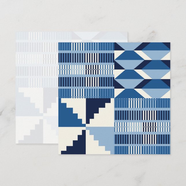 Kente Block - Carte plate indigo doux (Devant / Derrière)