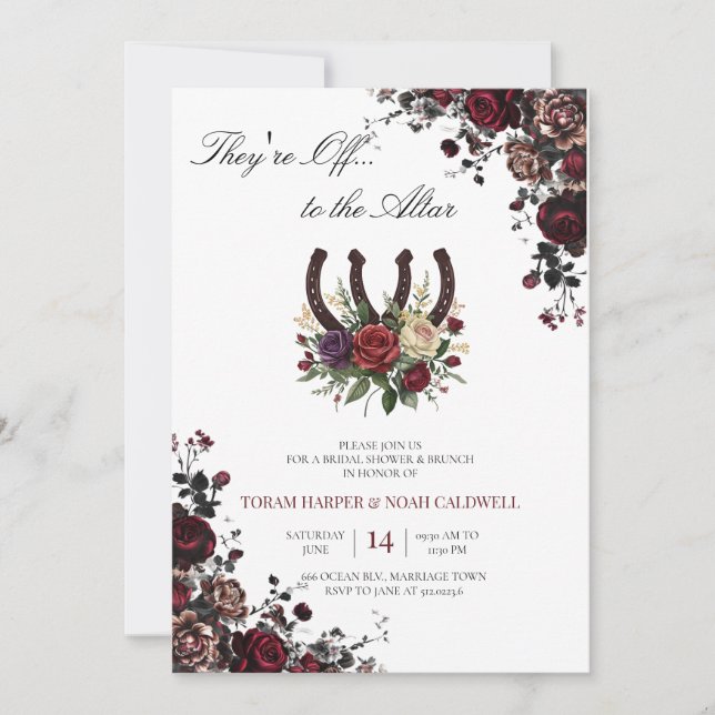 Kentucky Derby Bridal Shower Invitation Floral Hor (Devant)