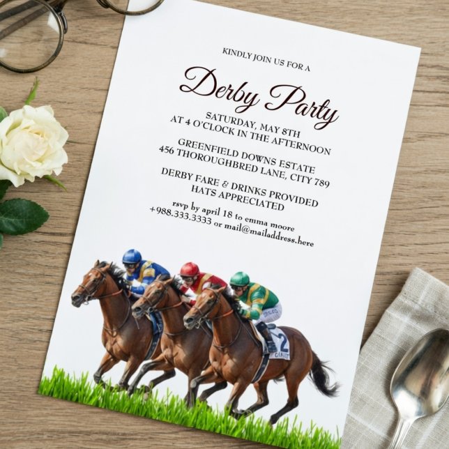 Kentucky Derby Party Invitation Elegant Horse Race (Créateur téléchargé)