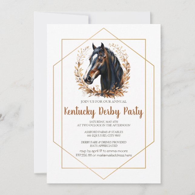 Kentucky Derby Party Invitation Silver Horseshoe P (Devant)