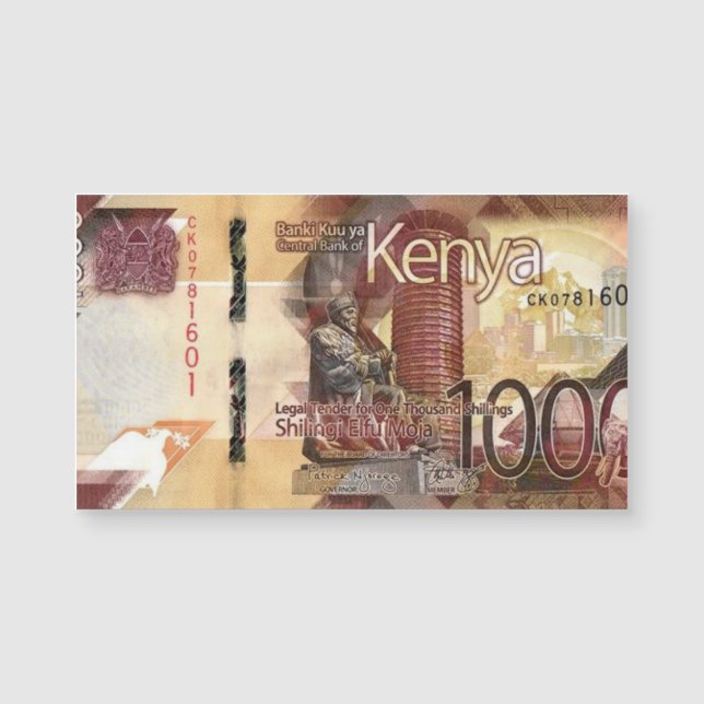 Kenya 1000 Shillings Banknote Carte magnétique (Devant)