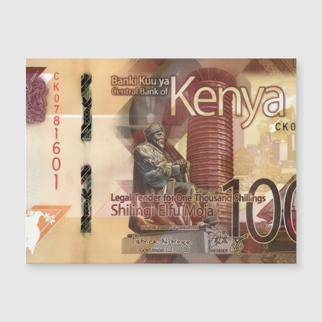 Kenya 1000 Shillings Banknote Magnetic Card (Devant)