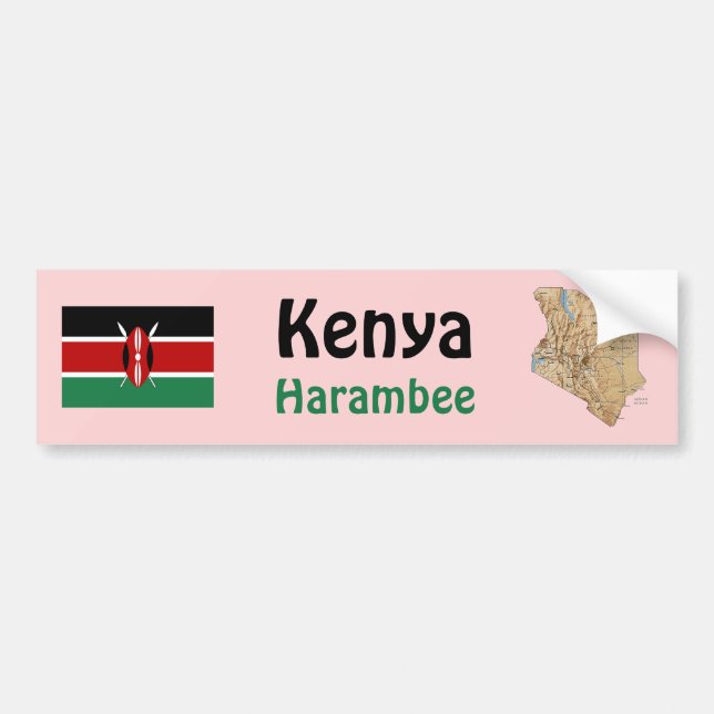 Kenya Flag + Map Bumper Sticker (Devant)