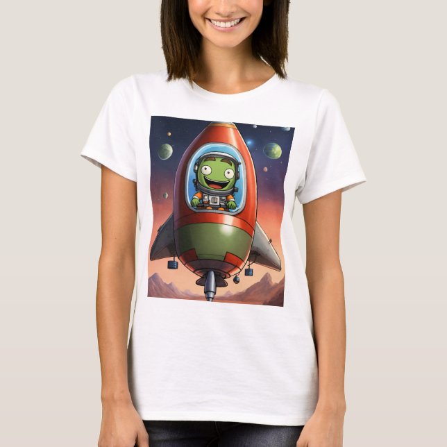 "Kerbal Riding Space Rocket T-Shirt - Aventure Aw (Devant)