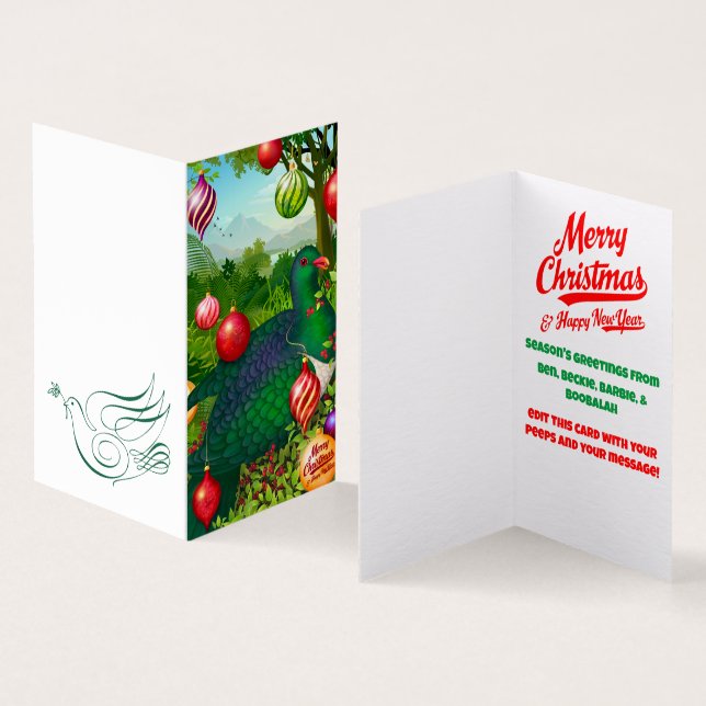 Kereru avec des ornements Carte de Noël (Inside and Outside)