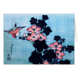 Ketmie et moineau, Hokusai