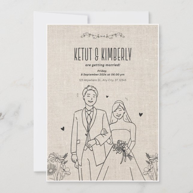 "Ketut & Kimberly - Design Invitation de mariage é (Devant)