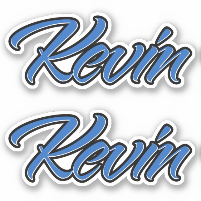 Kevin Nom autocollant Stickerset bleu (Devant)