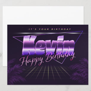 Kevin prénom carte rétro lilas anniversaire