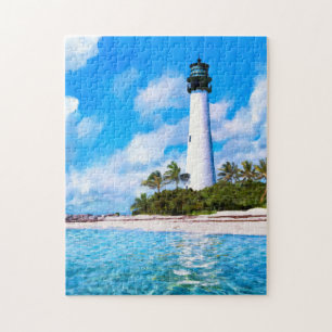 Key Biscayne - Cape Florida Lighthouse Art Puzzle