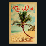 Key West Poster Floride Vintage Palm Tree Beach<br><div class="desc">Key West, Florida poster de voyage vintage plage.</div>