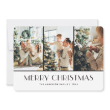 Khaki Buffalo Plaid Photo Collage Cartes de Noël