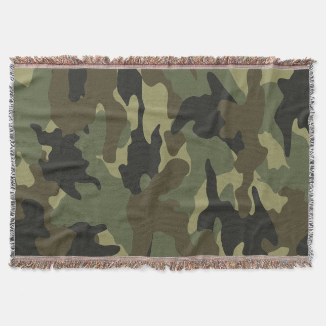 Khaki Camo Vert Militaire Tissé Couvertures Jeu (Devant)