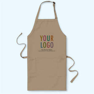 Khaki Long tablier Custom Business Logo Personnali