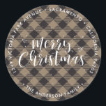 Khaki Plaid Christmas Retours Adresse Étiquettes<br><div class="desc">Créez de belles étiquettes d'adresse de retour de Noël avec un motif de plaid de bison kaki. Personnalisez facilement ces kaki à damiers étiquettes de Noël avec votre nom et adresse.</div>