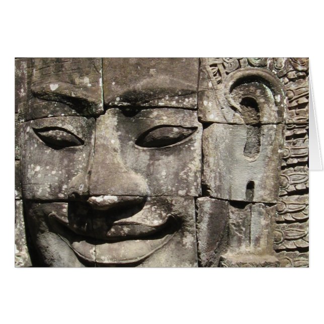Khmer Stone Face ... Bayon Temple, Cambodge Card (Devant horizontal)