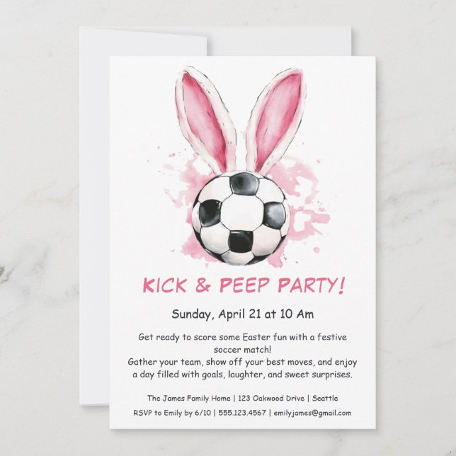 Kick & Peep Party - Invitation de football de Pâqu (Devant)