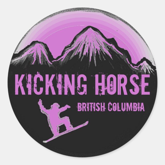 Kicking Horse BC Canada stickers de snowboard viol (Devant)