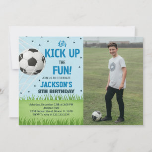Kickoff Soccer Anniversaire Invitation avec photo