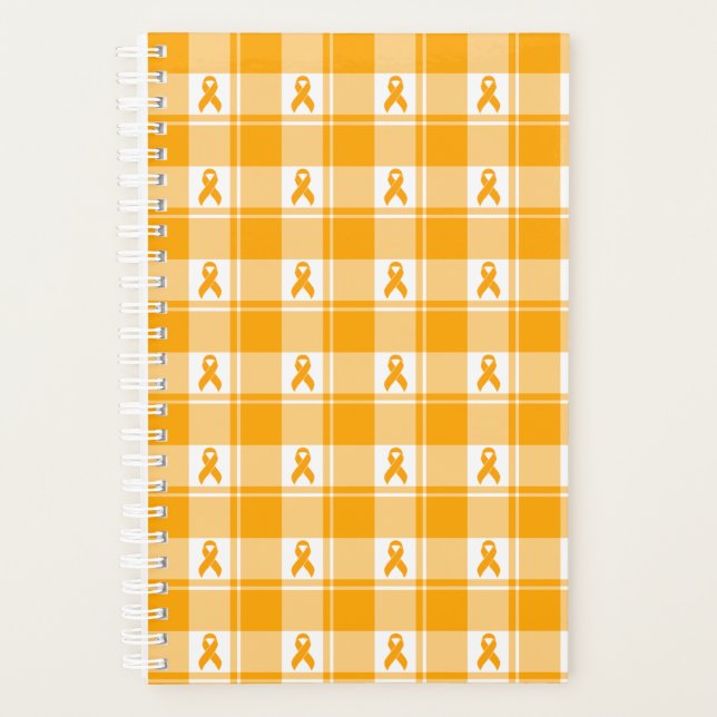 Kidney Cancer Awareness Plaid Planner, Orange (Devant)