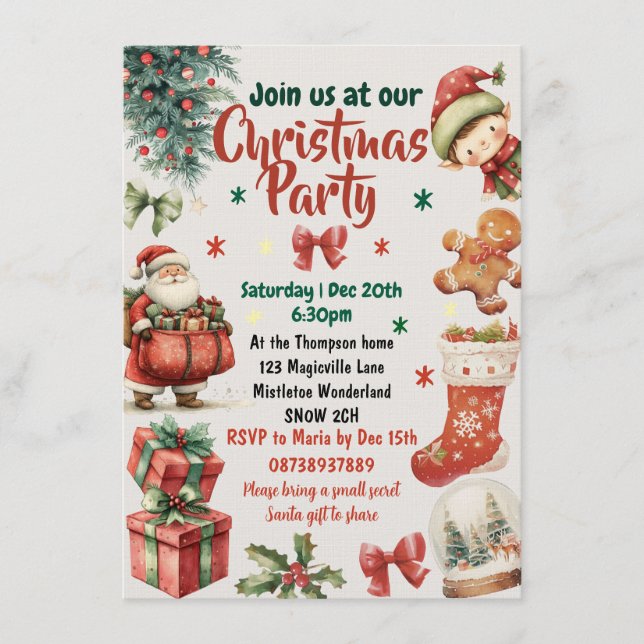 Kids and Family Christmas party invitation (Devant)