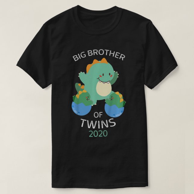 Kids Big Brother of Twins 2020 T-Shirt Dinosaur Tw (Design devant)