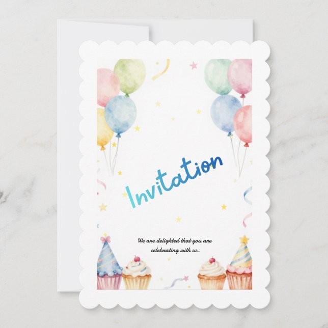 Kids Birthday Invitation Template – Customizable P (Devant)