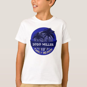 Kids blue palmier nom personnalisé reunion t-shirt