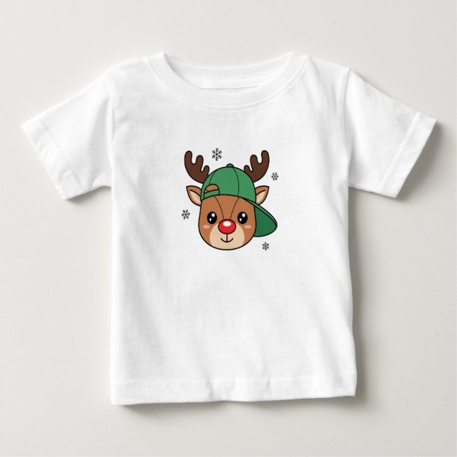 Kids Boy Cool Reindeer Personalized T-Shirt (Devant)