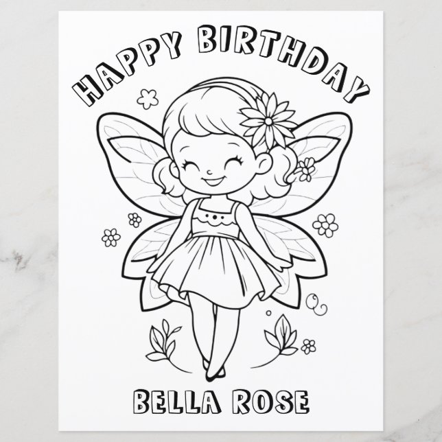 Kids Coloring book fairy birthday party activity (Devant)