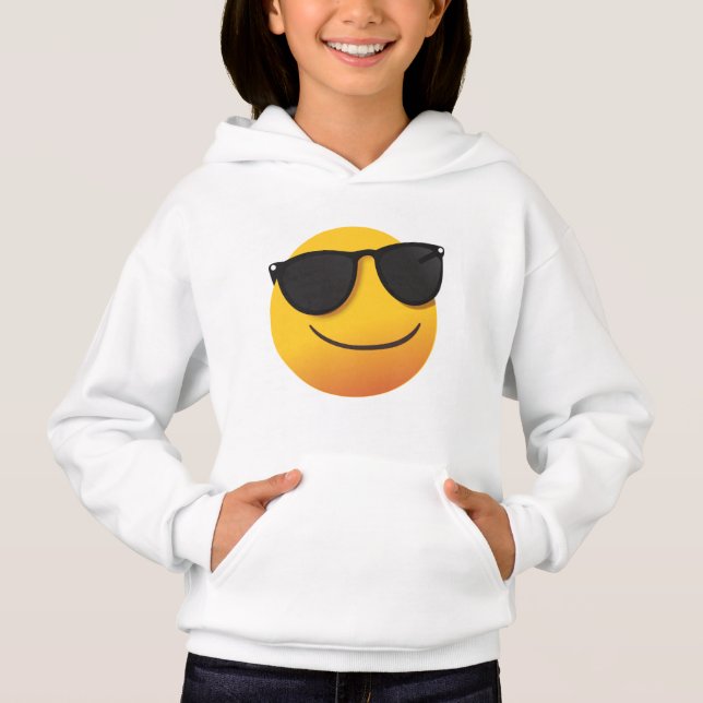 Kids Cool Smiley Hoodie | Fun Emoji Graphic Design (Devant)