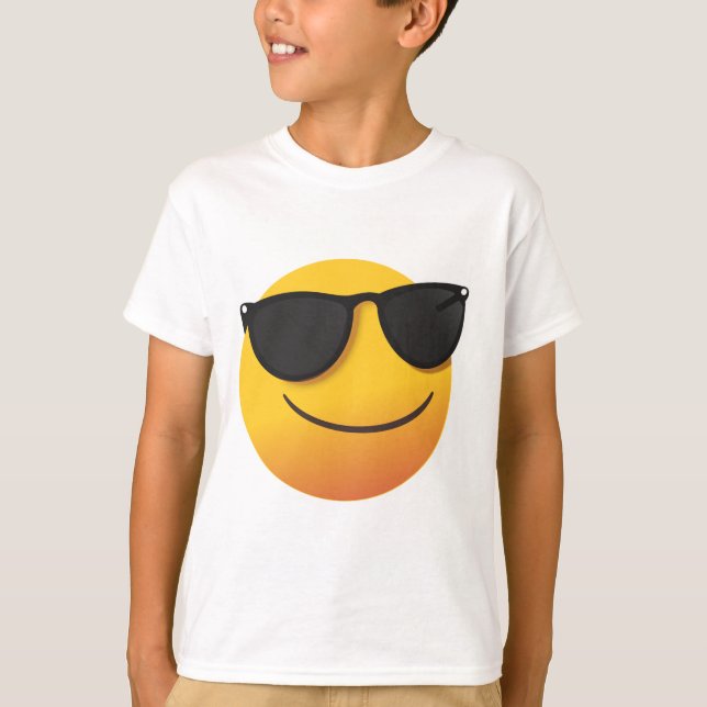 Kids Cool Smiley T-Shirt Fun Emoji Graphic Design (Devant)
