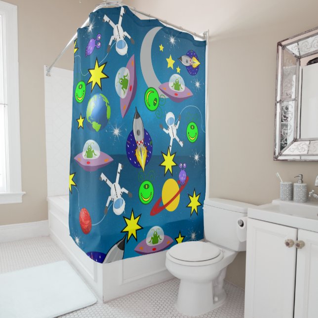 Kids Douche rideau Astronaut Espace Aliens (En situation)