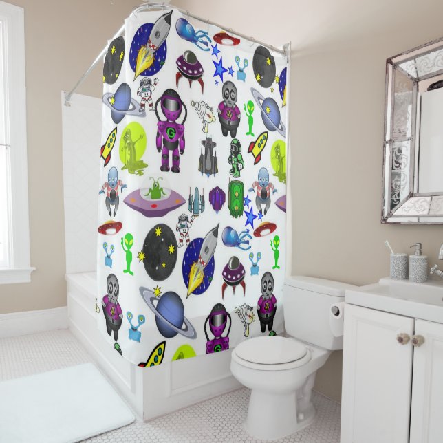Kids Douche rideau Astronaut Espace Aliens (En situation)