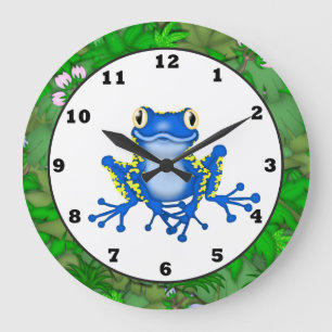 Kids Jungle Frog dessin animé horloge murale