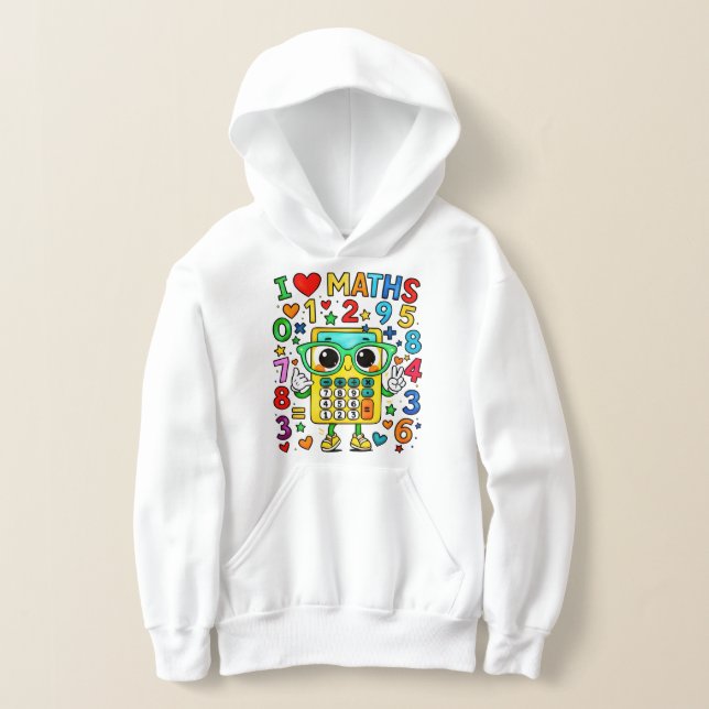 Kids Maths Numbers Hoodie | I Love Maths (Poser)