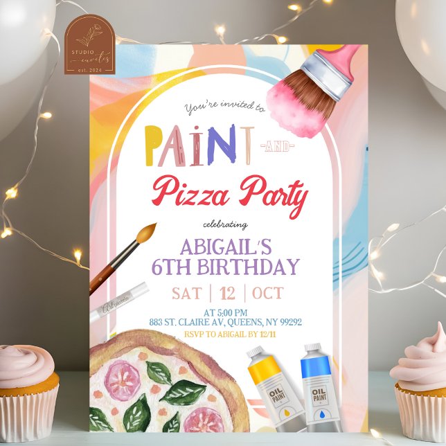Kids Pizza and Paint Party Birthday Invitation (Créateur téléchargé)