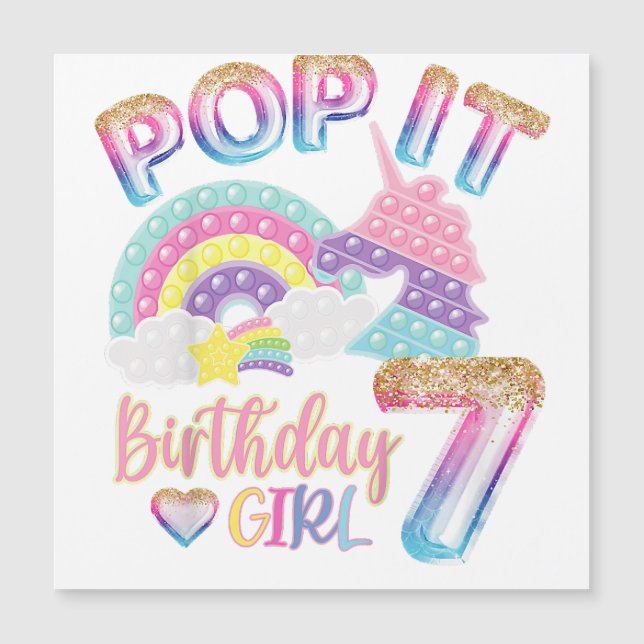 Kids Pop It 7th Year Birthday Girl Shirt for P (Devant)