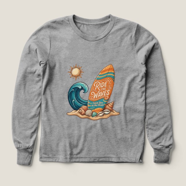 Kids Ride the Waves Surfboard Illustration - Tropi (Motif recto)