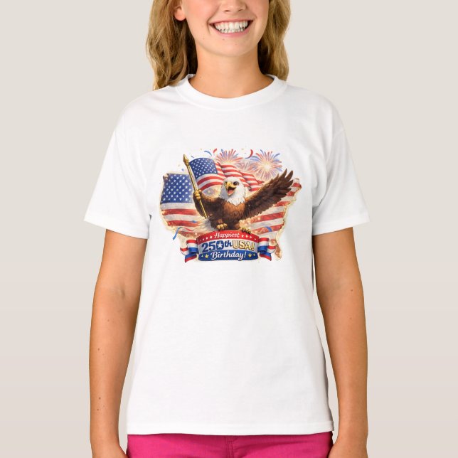 kids t-shirt Happiest 250th Birthday USA! (Devant)