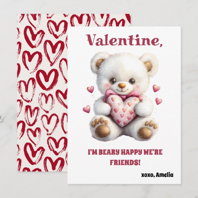 Kids Valentine’s Day Cards - Cute & Fun (Devant / Derrière)