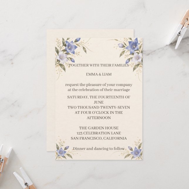 Kikyo Wedding Invitation (Devant/Arrière en situation)
