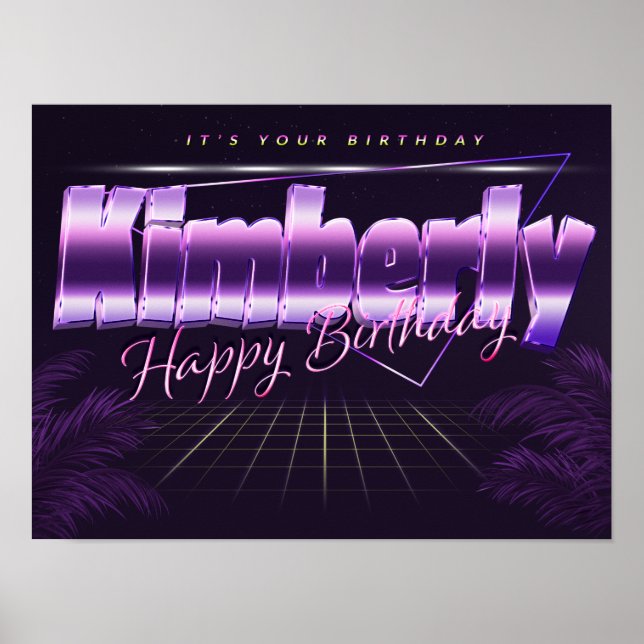 Kimberly Name Vorname lila retro Poster Geburtstag (Devant)