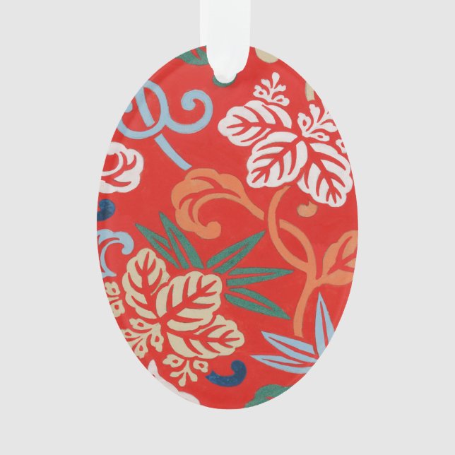 Kimono japonais hawaïen rouge : Vintage floral (devant)